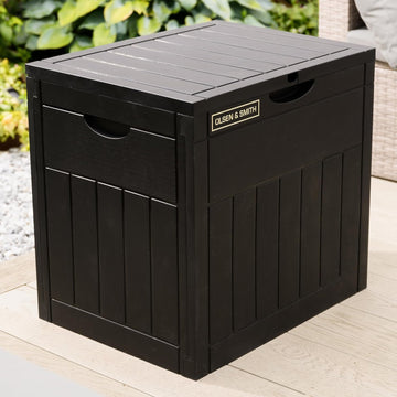 Olsen & Smith Lockable Outdoor Garden Plastic Storage Box Container Chest Lawn Balcony Furniture, Weather Resistant, Wood Panel Effect (126L)